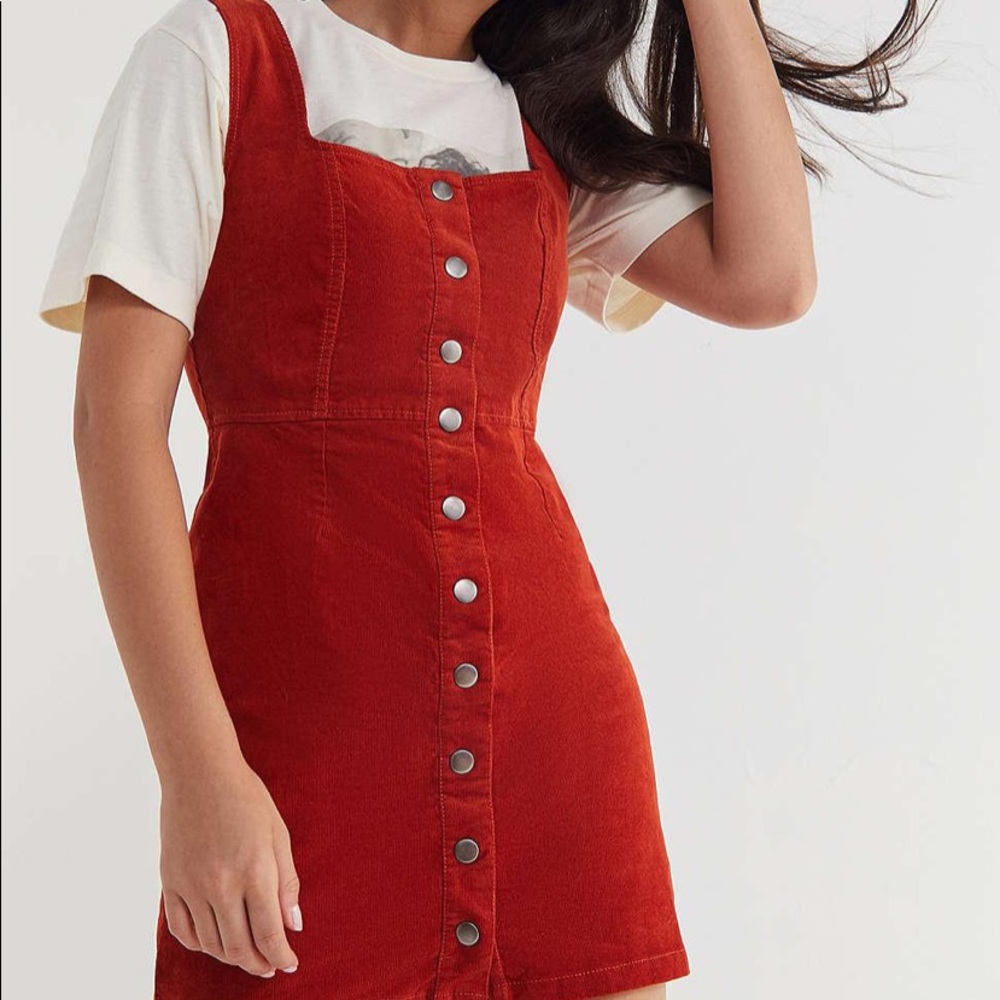 Burnt orange button down mini dress